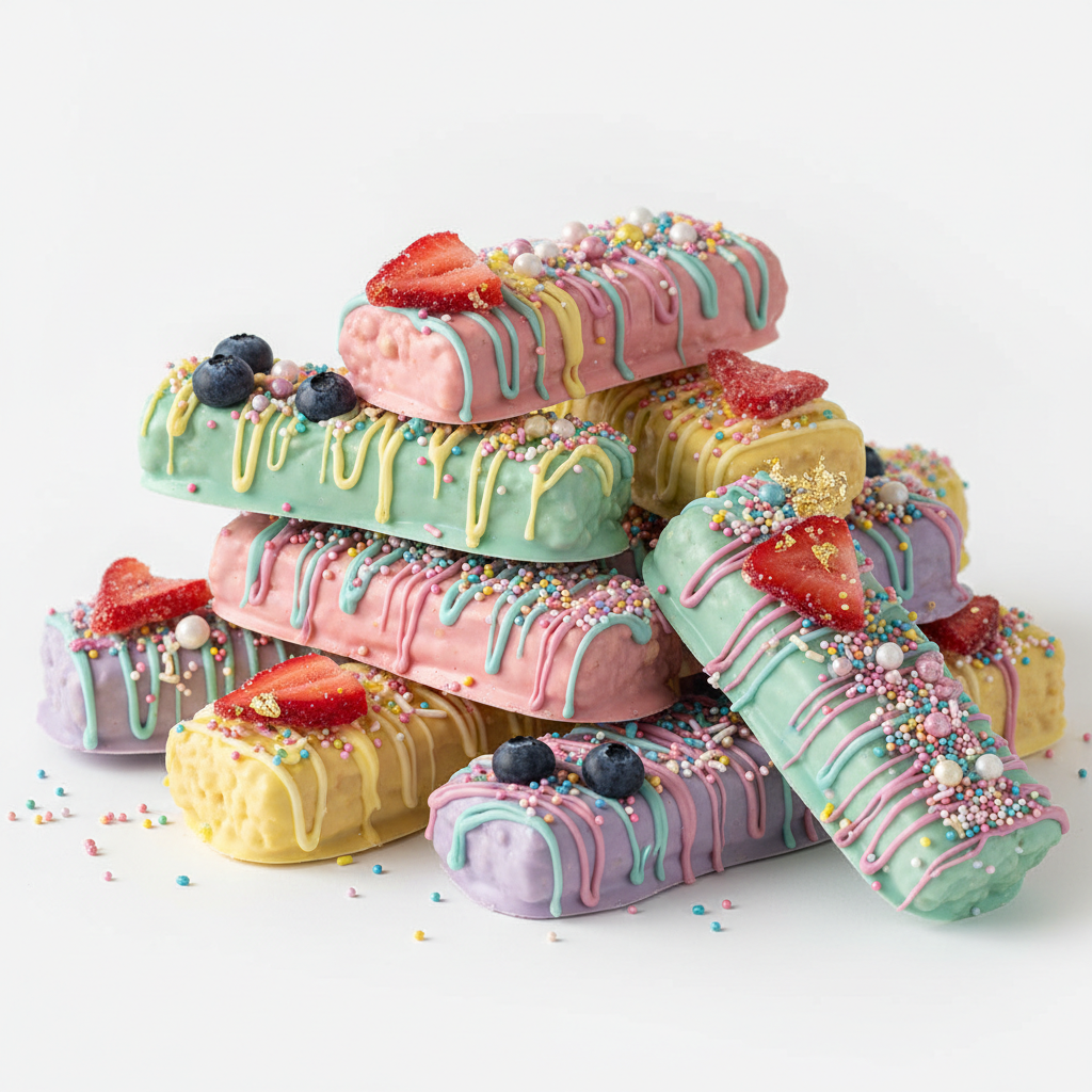 Colorful decorated rice crispy treats